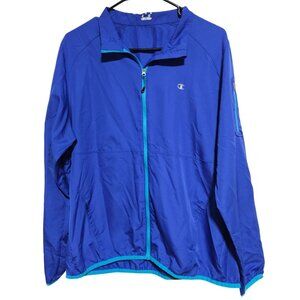 Champion Elite Blue Windbreaker Jacket Mens Sz XL Lightweight Zipper Arm Pocket